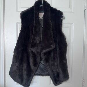 LOFT Dark Grey Faux Fur Vest